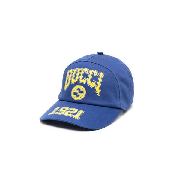 NEW GUCCI Baseball Cap Blue Yellow Size M 1921 Interlocking G - Picture 1 of 7